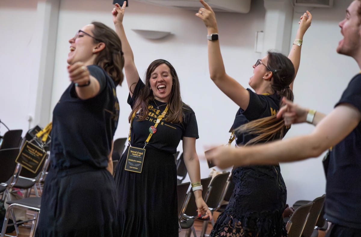 West End Musical Choir members having fun